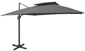 Guarda-sol jardim cantilever c/ toldo duplo 300x300cm antracite