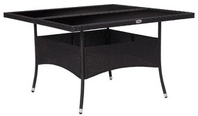 9 pcs conjunto de jantar para jardim vime PE e vidro preto
