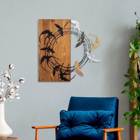 Acessório Decorativo de Parede Spiral Birds – Nogueira e Preto – 58 x