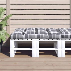 vidaXL Almofadão p/ sofá de paletes 120x80x12cm tecido xadrez cinzento