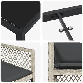 Conjunto de Jantar para Jardim vidaXL 5 Peças com Almofadas Cinza-Clar