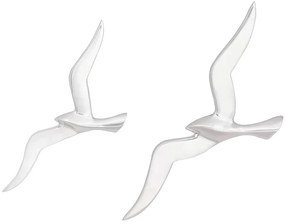 Gaivota Montada na Parede Pack de 2 Prateado Alumínio