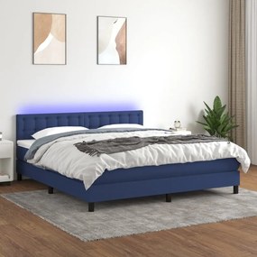 3133491 vidaXL Cama box spring c/ colchão e LED 160x200 cm tecido azul