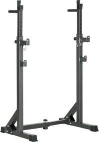 Suporte para Barras de Pesos com Largura e Altura Ajustáveis Suporte de Musculação com Estrutura de Aço 60-87x65x121-158 cm Preto