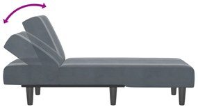 Chaise longue veludo cinzento-escuro