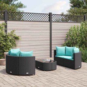 vidaXL 5 pcs conjunto sofás de jardim com almofadões vime PE preto