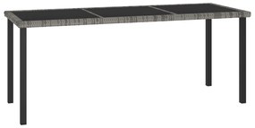 9 pcs conjunto de jantar para jardim vime PE cinzento
