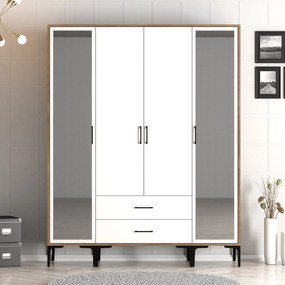 Roupeiro Kumsal RTR – Nogueira e Branco – 160x47,5x201,4 cm