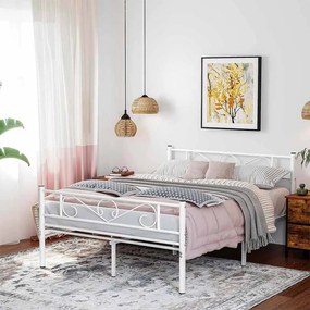 Estrutura de cama de casal em metal 140 x 190 branco