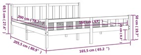 Estrutura de cama 160x200 cm madeira maciça