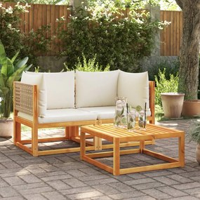 vidaXL Sofás de canto p/ jardim 2 pcs c/ almofadões acácia maciça