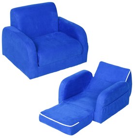 HOMCOM Poltrona Infantil Poltrona 2 em 1 para Crianças Dobrável em 2 Posições com Apoio de Braços e Assento Acolchoado 47x45x38cm Azul