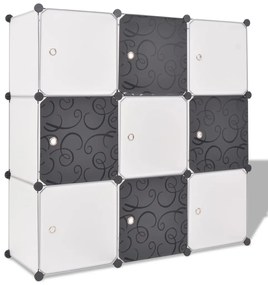 Cubos de arrumação com 9 compartimentos preto e branco