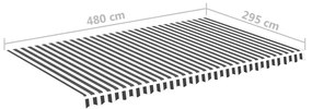 Tecido de substituição para toldo 5x3 m antracite e branco