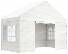 Gazebo com telhado 4,08x2,23x3,22 m polietileno branco