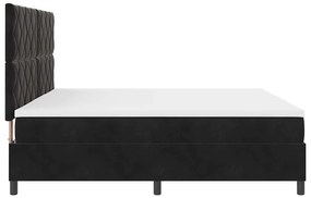 Cama Box Spring com Colchão &amp; LED Preto 200x200 cm Veludo
