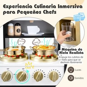 Cozinha de brincar em madeira para crianças com luzes e sons realistas 92.5 x 29 x 89,5 cm Preto