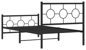 Estrutura de cama com cabeceira e pés 100x190 cm metal preto