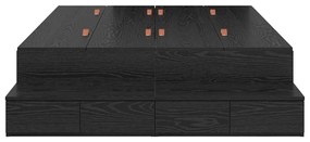 Cama de Armazenamento Preto Carvalho 120x190 cm