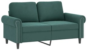 Sofá 2 lug. c/ almofadas decorativas 120 cm veludo verde-escuro