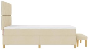 Cama Box Spring com Colchão &amp; Banco Creme 140x200 cm Tecido