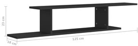 Prateleira TV parede 125x18x23 cm derivados madeira preto