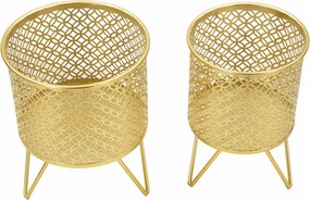 CONJUNTO DE 2 PORTA-VASOS DOURADOS Ø 16X20-13X20 CM (PLANTAS NÃO INCLUIDAS)