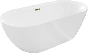 Mexen Roxy banheira independente 170 x 80 cm, branca, transbordo dourado - 51201708000-50