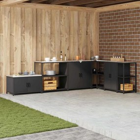 vidaXL Armazenamento de Cozinha Preto 60 x 50 x 92 cm Aço