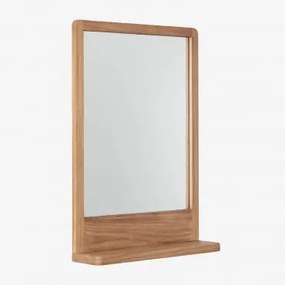 Espelho De Parede Retangular 50x70 Cm Com Prateleira Em Madeira De Teca Mazure Madeira De Teca - Sklum