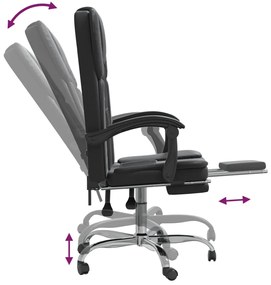 Cadeira de escritório reclinável couro artificial preto