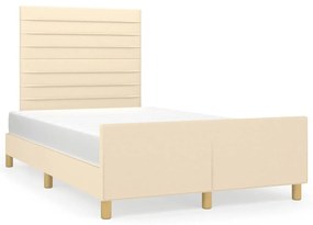 vidaXL Estrutura de cama sem colchão 120x190 cm tecido creme