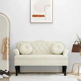 vidaXL Banco com almofadões 120,5x65x75 cm veludo cor creme