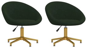 vidaXL Cadeiras de jantar 2 pcs veludo verde-escuro