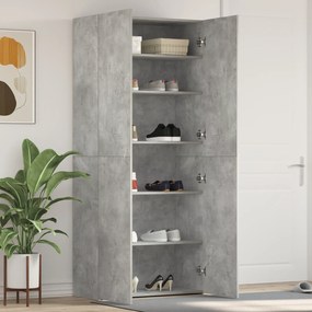 vidaXL Armário de Sapatos Cinza Betão 80x35,5x180 cm Madeira Engenharia