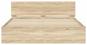 Estrutura de cama com cabeceira 140x200 cm carvalho sonoma
