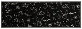 Tapete de cozinha lavável 60x180 cm veludo padrão morning preto