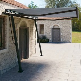 vidaXL Toldo retrátil manual com postes 4x3 m azul e branco