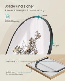 Espelho de corpo inteiro em forma de arco 150 x 40 cm Preto