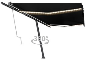 Toldo automático com LED e sensor de vento 500x350 cm antracite