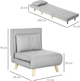 Poltrona Cama "Lund" – Sofá-Cama Individual Dobrável com Encosto Ajust