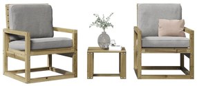 vidaXL 3 pcs conjunto lounge de jardim madeira de pinho impregnada