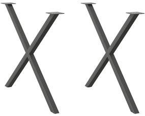 Pés para mesa de jantar em formato de X, 2 peças, antracite, 90x (72-7