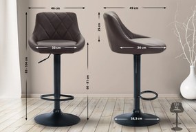 Banco de bar Lazio em couro sintético e com estrutura preta 46 x 83-104 x 49 cm Castanho