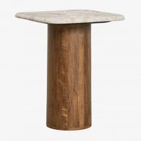 Mesa Auxiliar Quadrada 40x40 Cm Merieines ↑50 Cm & Mármore Bege Panther - Sklum