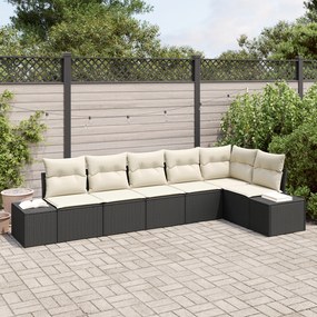 Conjunto de Sofá de Jardim com Almofadas 6 Peças em Rattan Preto