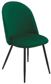 Conjunto 4 Cadeiras jantar MAGDA NEW, metal, tecido veludo verde