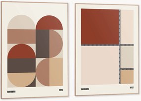Impressões digitais emolduradas Bauhaus Autumn, conjunto de 2