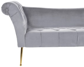 Chaise-longue em veludo cinzento NANTILLY Beliani