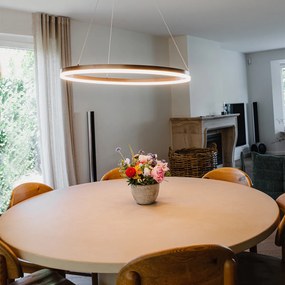 Candeeiro de suspensão em bronze escuro 80 cm com LED regulável em 3 níveis - Anello